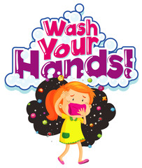 Poster design for coronavirus theme with word wash your hands