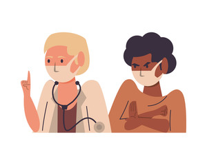 female doctor with patient using face masks