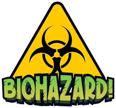 Font design for word biohazard with yellow sign