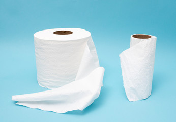Two toilet paper rolls  -  full and almost empty