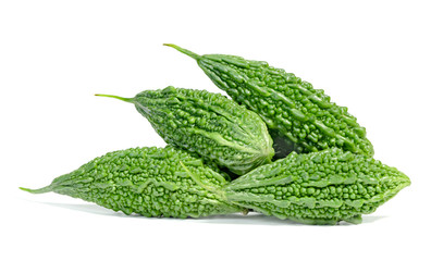 Bitter gourd or Bitter melon or Momordica charantia isolated on white background