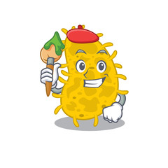 A creative bacteria spirilla artist mascot design style paint with a brush