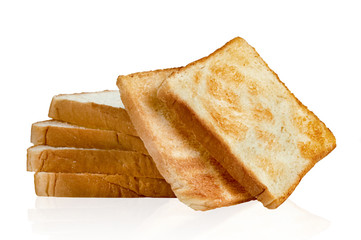 Toasted slice bread isolated on white background