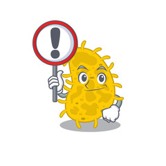 An icon of bacteria spirilla cartoon design style with a sign board