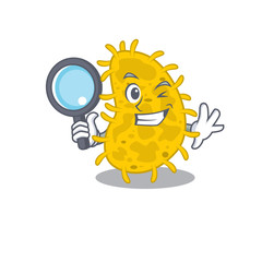 Smart Detective of bacteria spirilla mascot design style with tools