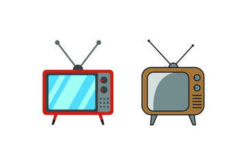 Vintage tv icon, old television icon.