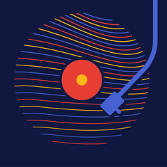 vinyl record music line wave abstract vector colorful background graphic