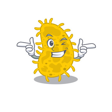 Cartoon design concept of bacteria spirillawith funny wink eye