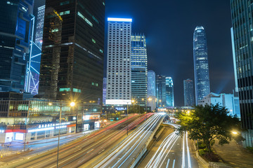 Downtown of Hong Kong city at night