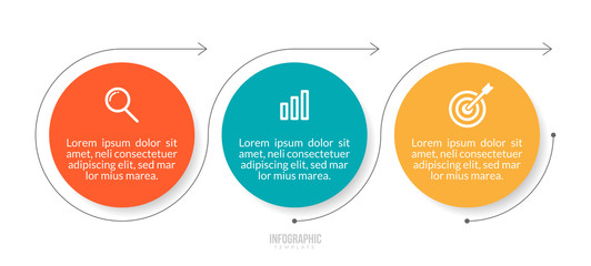 Minimal Business Infographics template. Timeline with 3 steps, options and marketing icons .Vector linear infographic with three conected elements. Can be use for presentation.