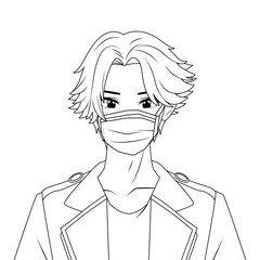 young man using face mask anime character