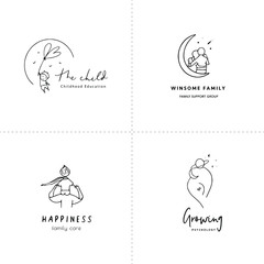 Parenting logo set. Hand drawn parenting symbol collection.