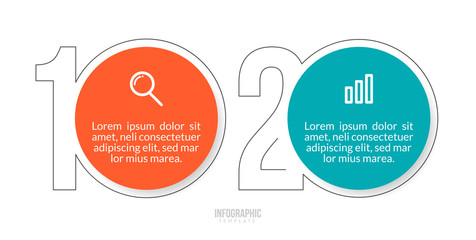 Minimal Business Infographics template. Timeline with 2 steps, options and marketing icons .Vector linear infographic with two conected elements. Can be use for presentation.