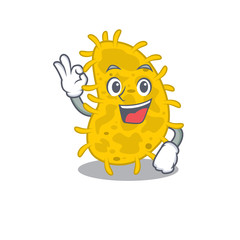 Bacteria spirilla mascot design style with an Okay gesture finger