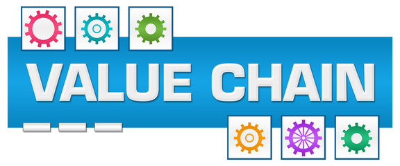 Value Chain Blue Colorful Squares Box Gears 