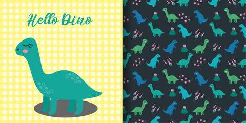 cute animal dinosaurs seamless pattern background editable template