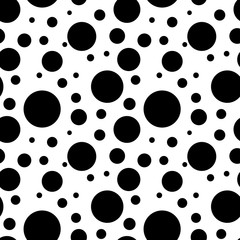 Seamless pattern. Black circles of different sizes.