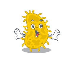 Cartoon design style of bacteria spirilla has a surprised gesture