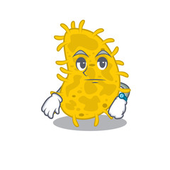Mascot design of bacteria spirilla showing waiting gesture