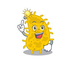 Mascot character design of bacteria spirilla with has an idea smart gesture