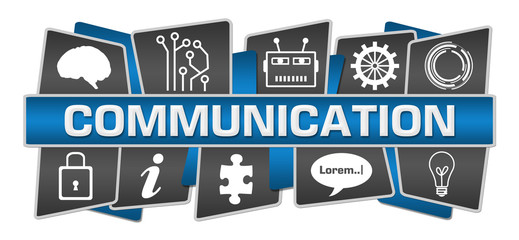 Communication Blue Grey AI Technology Symbols Top Bottom 