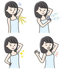 Women's set, side hair removal, hyperhidrosis, armpit sweat