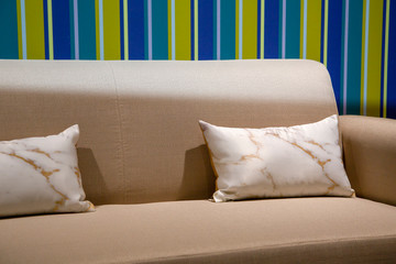 Sofa with pillows in a modern style.