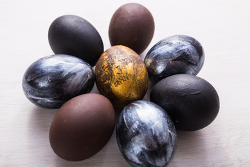 Holidays, design and modern easter concept - Black and brown easter eggs style minimalism