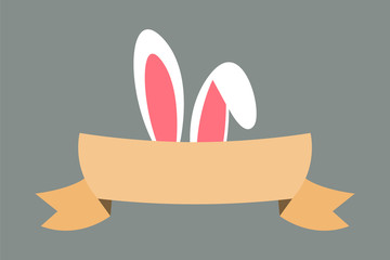 Easter vector illustration banner. Greeting holiday template with rabbit.