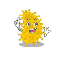bacteria spirilla mascot character design with one finger gesture