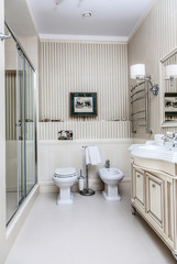 interior of hotel white modern bathroom