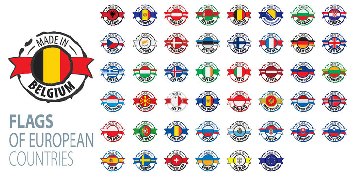 Set of flags of Europe. Vector illustration