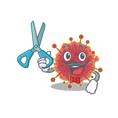 Sporty coronaviridae cartoon character design with barber