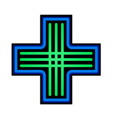 croix de pharmacie verte bleu