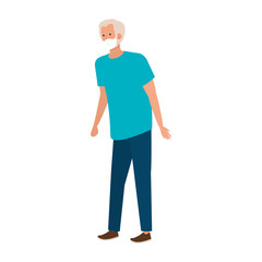 old man with face mask isolated icon vector illustration design