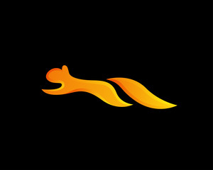 Simple fly jumping squirrel logo design inspiration