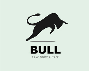 simple bull attack jump high logo design inspiration