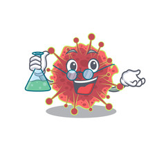 coronaviridae smart Professor Cartoon design style working with glass tube