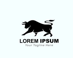 Black bull ready to attack logo design ins inspiration