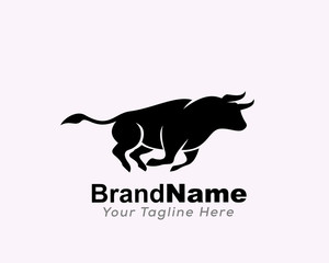 Running fast bull logo design inspiration