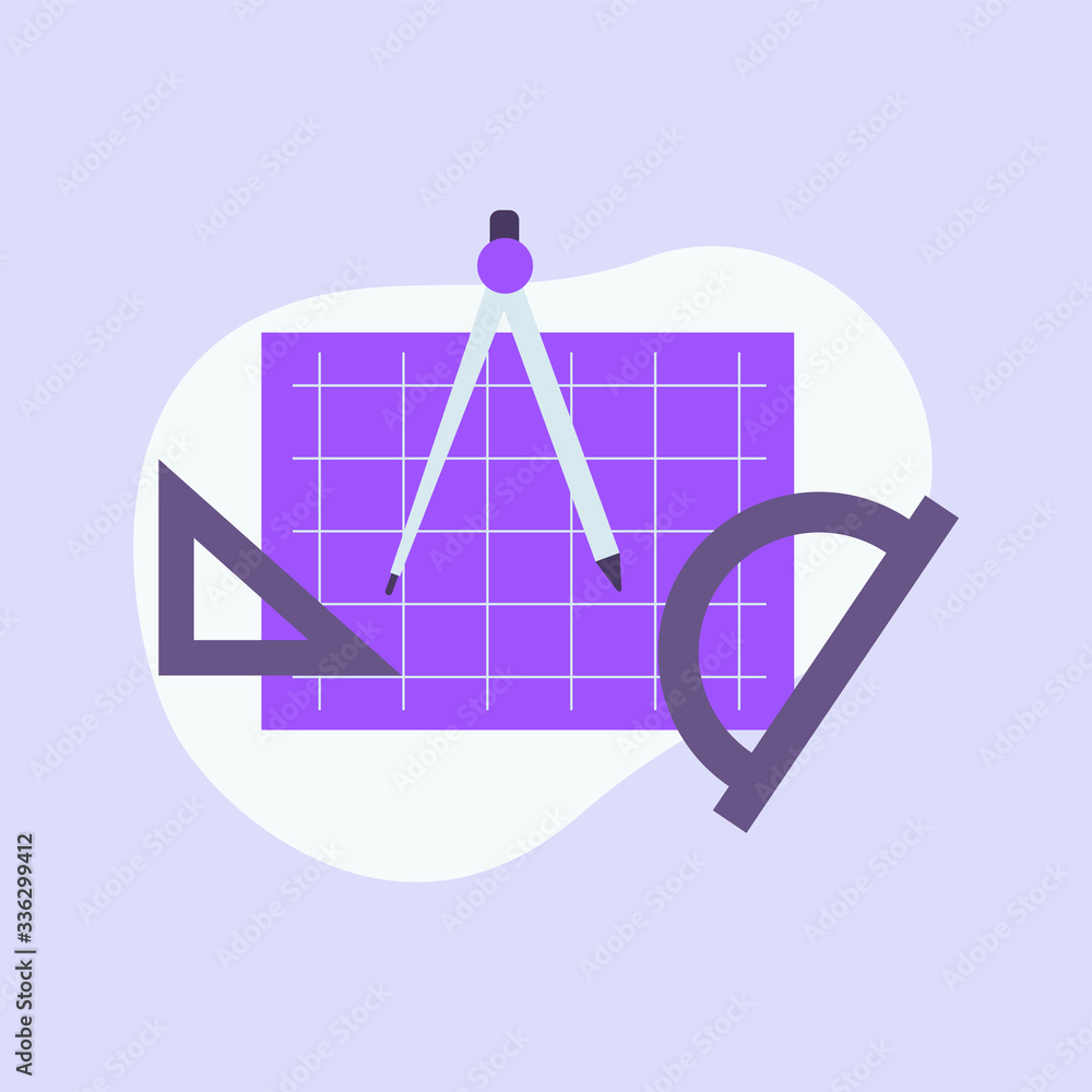 Poster blueprint business icon with modern flat style fluid background shape and purple violet color theme