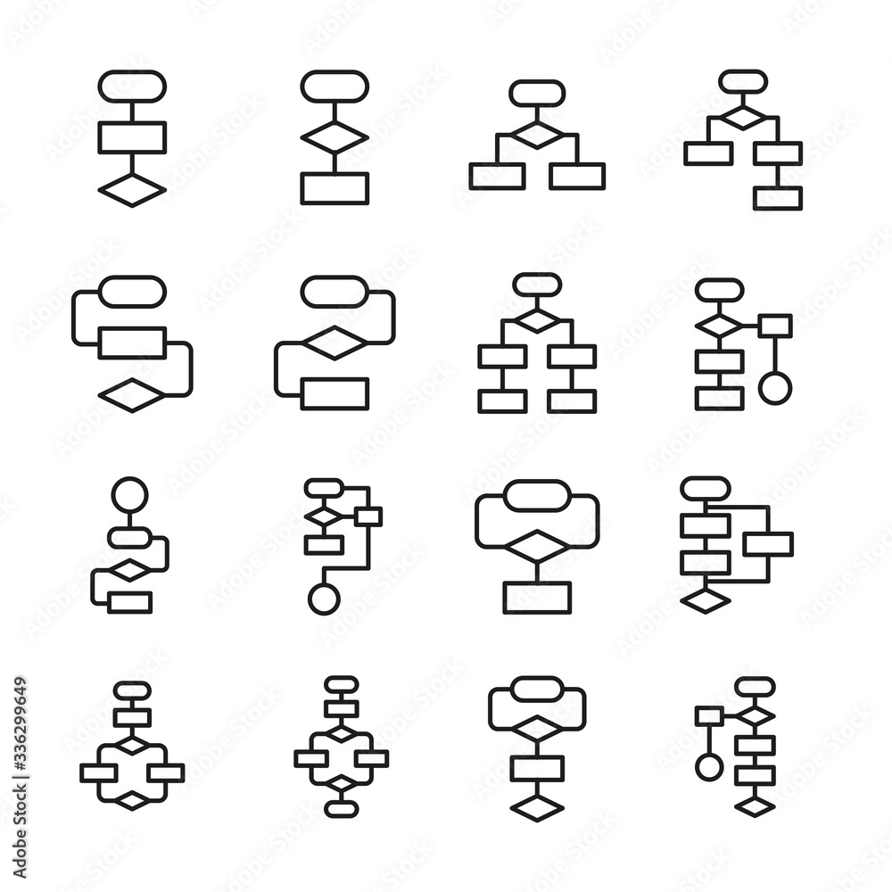 Aufkleber icon set of algorithm.