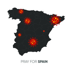 Covid-19 or Coronavirus concept. Spanish medical staff wearing mask in protective clothing and praying