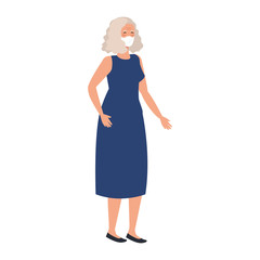 old woman with face mask isolated icon vector illustration design