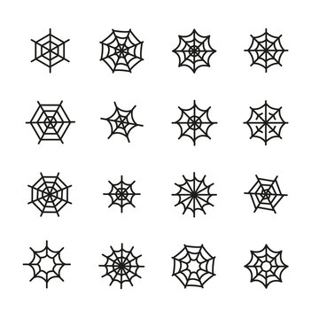 Icon set of spider web.
