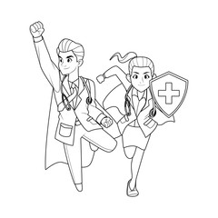 super doctors couple with shield characters