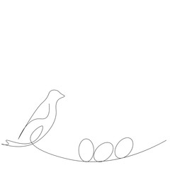 Easter background with eggs and bird. Vector illustrationBird animal icon or logo. Vector illustration