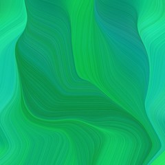 elegant dynamic square graphic. modern soft curvy waves background illustration with medium sea green, sea green and light sea green color
