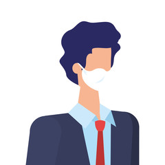 businessman with face mask isolated icon vector illustration design