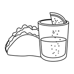 Mexican taco and tequila shot design, Mexico culture tourism landmark latin and party theme Vector illustration